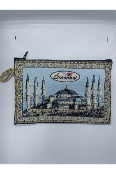 GALATA GIFT Традиційний візерунок, символи Стамбула, золота облямівка, жіночий гаманець на блискавці, 16x10 см