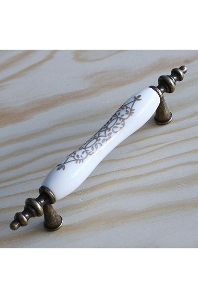 Badem10 Porțelan PREMIUM Antic Galben 96 Mm Mobilier Sertar Mâner Dulap