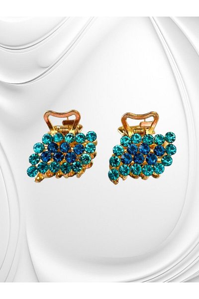 GALATA GIFT Agrafă de păr albastru auriu roz cu zirconiu, grosime de 2,5 cm - elegantă și rezistentă