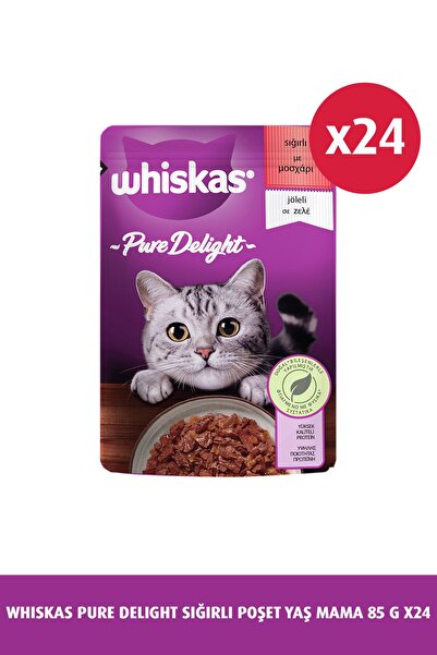 Whiskas Pure Delight Sığırlı Kedi Poşet Kedi Yaş Mama 85 gr 24x