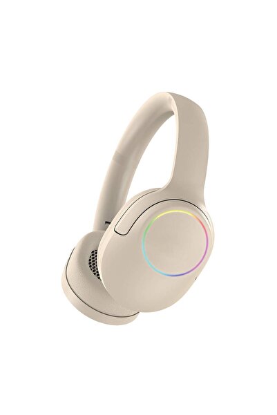 Lapas Kulak Üstü Bluetooth Kulaklık Lapas LP-HD003 RGB LED Işıklı Bluetooth v5.4 Krem
