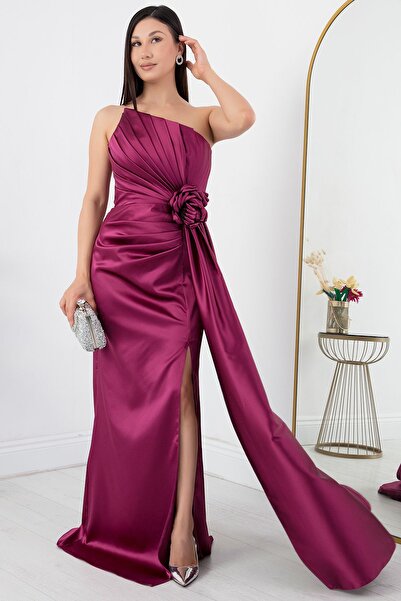 PULLIMM Strapless Satin Dress - Rose Detailed, Ecr5334
