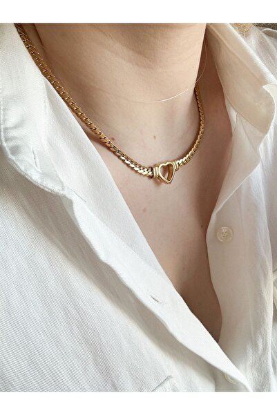 CHARMLUCKY Çelik kalp örgü halat zincir kolye