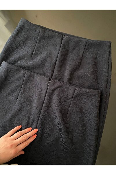 Yasminyes Özel dikim lacivert kesme bel kalem etek