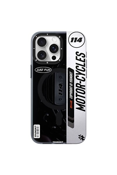 Youngkit iPhone 14 Pro Max Uyumlu Kılıf Magsafe Şarj Özellikli Youngkit Motorcycle Legend Serisi Kapak Siyah