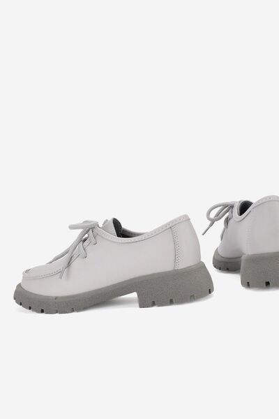 TUNAELLİ Gray Genuine Natural Leather - Lace-Up Oxford Women's Shoes Size 36-41