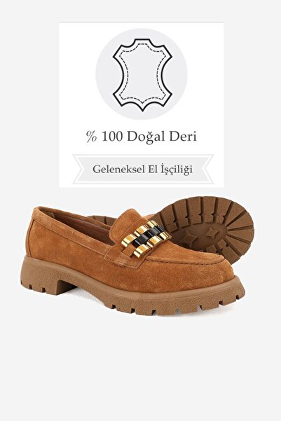 TUNAELLİ Жіночі лофери Taba з замші - натуральна шкіра, з пряжкою, розміри 36-41