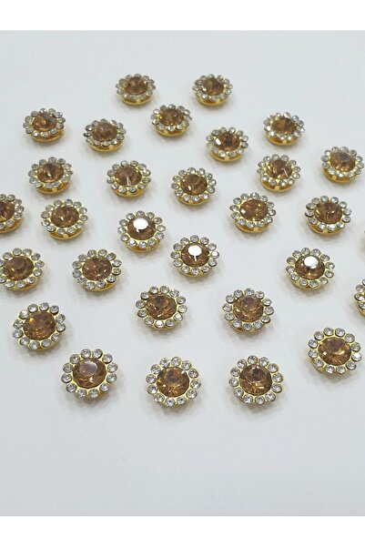CRYSTALSHOP Taşlı Papatya - 10mm Gold (50 Adet)