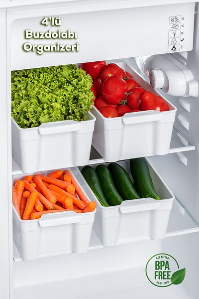 Porsima Te-228 Frigider cu 4 piese - Organizator cu capac organizator, container de depozitare în interior