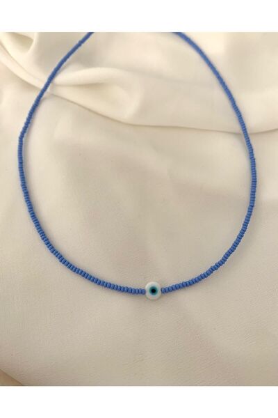 Misto Aksesuar قلادة زرقاء مع خرز عين الشر
