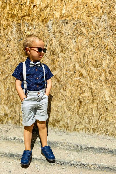 LULU Kids Nyári fiúk öltöny - 4 db-os szett csokornyakkendővel és szalaggal
