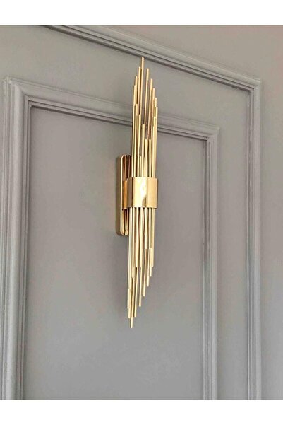 WiseHome Pilli Duvar Aplik Pilli Duvar Aplik Aydınlatma Gold Led Duvar Lambası