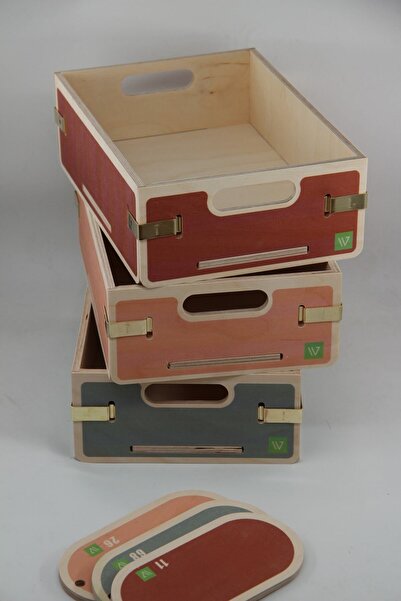 Wodiza 3'lü Ahşap Sepet Organizer\düzenleyici Sepet Dikdörtgen Boy 27cm X 19c...