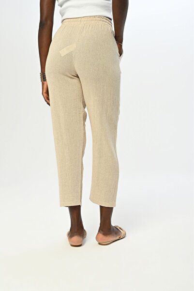 Orfeo Negro Comfortable Fit Women's Cotton Trousers - Elastic Waist, SoliD Color