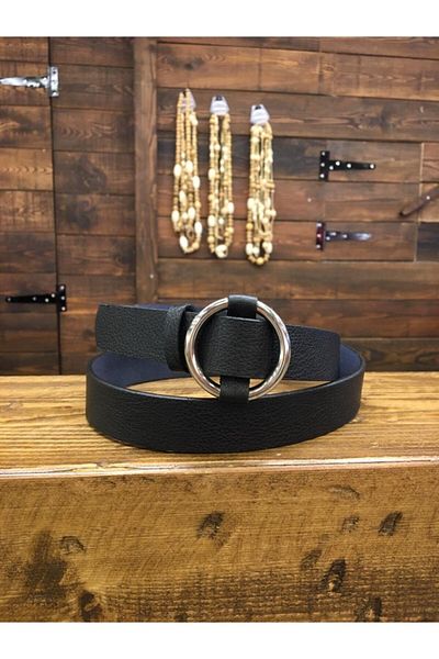 Kemerix Women's Black Ring Buckle Belt