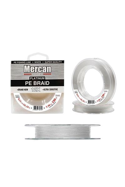 Mercan Pe Knitted Platinum X12 White String 150m Reel Fishing Line