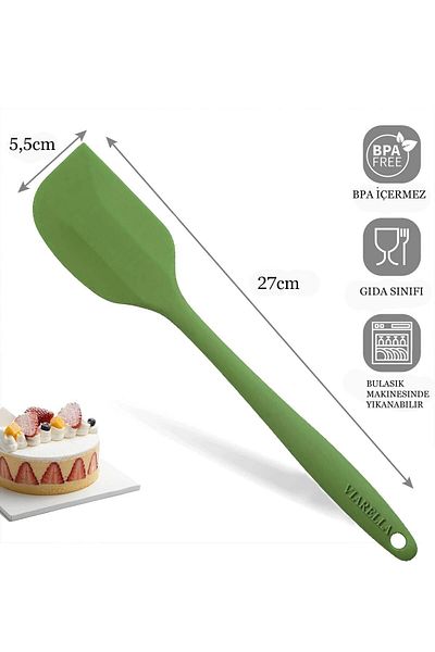 viarella Green Silicone Spatula - Set of 3, Heat Resistant, Fireproof and Scratch Proof, 27cm