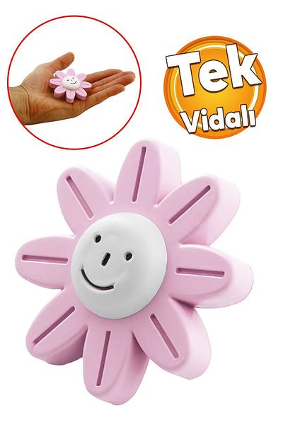 Badem10 Mâner de ușă din plastic Daisy Rose Pink pentru dulap pentru cameră pentru copii Mâner pentru sertar de bucătărie