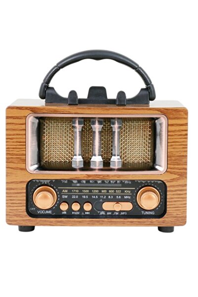 JUNGLEE Nostaljik Radyo Şarjlı Bluetooth Hoparlör Taşınabilir Sd kart Usb Gir...