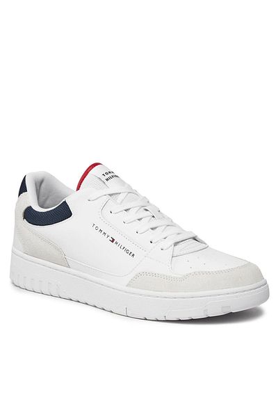 Tommy Hilfiger Men's Brand Logo Lace-up Non-Slip Sole Casual White Sneaker FM0FM05058-YBS