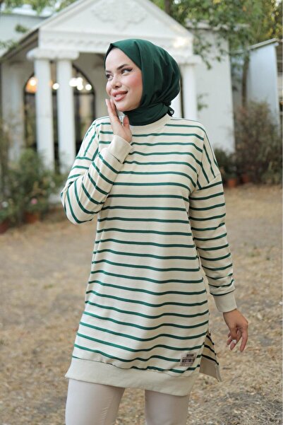 SHİROSA Γυναικείο τουνίκ με ρίγες χιτζάμπ - Δύο κλωστές