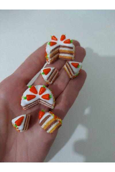 SYLVANIAN FAMILIES Handmade Fimo Miniature Carrot Cake 3 Pieces