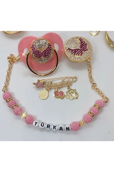 Bygulsahozdemir Zirkon Taş Emzik Emzik Zinciri Ve Maşallah Iğnesi Üçlü Seti