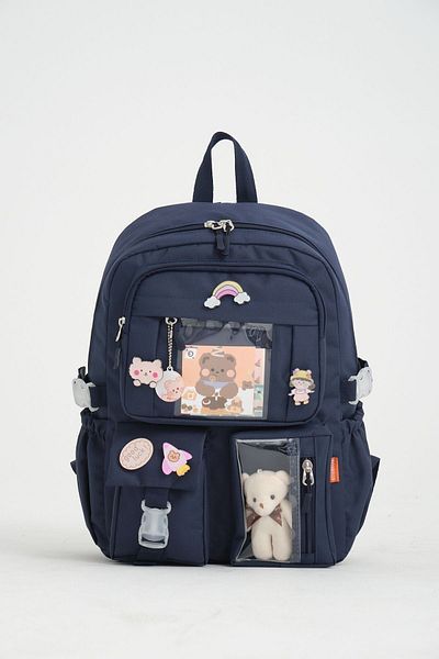 Roxbros Stil coreean Kawaii - Rucsac pentru școala primară cu accesorii, geantă de prânz pentru fete și termoizolatoare