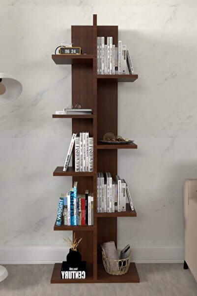 Moonlife Ersinan Karo Dekoratif Kitaplık Ceviz