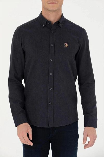 U.S. Polo Assn. Мъжка тъмносиня базова риза с дълъг ръкавELİFSU BUTİKHOME