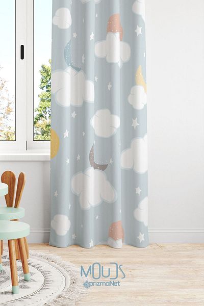 Moud's Suede Digital Printed Extra String - Moon and Cloud Pattern, Single Wing