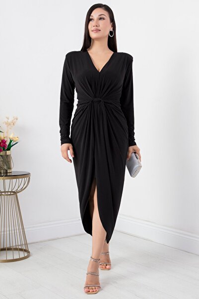 PULLIMM Rochie de nisip cu mâneci lungi cu decolteu în V - NY4411