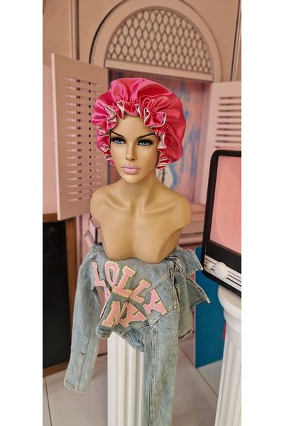 LOLLY PONY Fuchsia Pink Double Sided Silk Satin Hair Cap