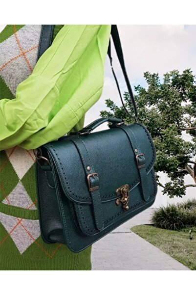 Namaste Vintage Haki yeşil renk vaketa deri vintage model postacı çantası