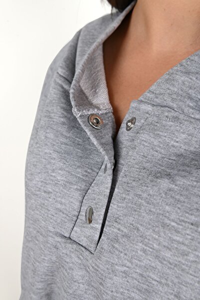 Koza Butik Women's Button Detailed Crop Tracksuit Set 3912-24