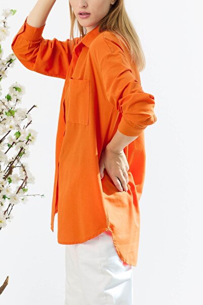 TOFİSA Medium Women's Orange Plain Tunic - 10810