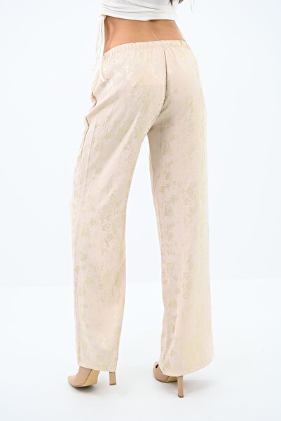 Koza Butik Γυναικείο παντελόνι Palazzo με στάμπα με φύλλο 6272-24