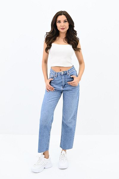 Koza Butik Jean Mom albastru cu talie înaltă pentru femei 4416-25 DPL-725