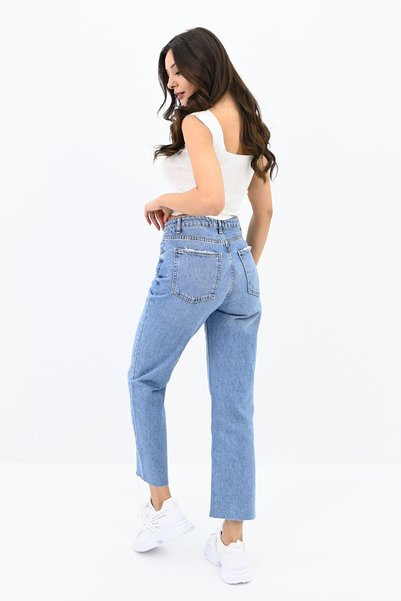 Koza Butik Women's High Waist Blue Mom Jean 4416-25 DPL-725