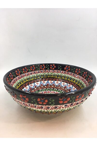 Dost Art Hediyelik Kilim Desen Kabartma El Yapımı, Fırça Boyama 15cm Kase