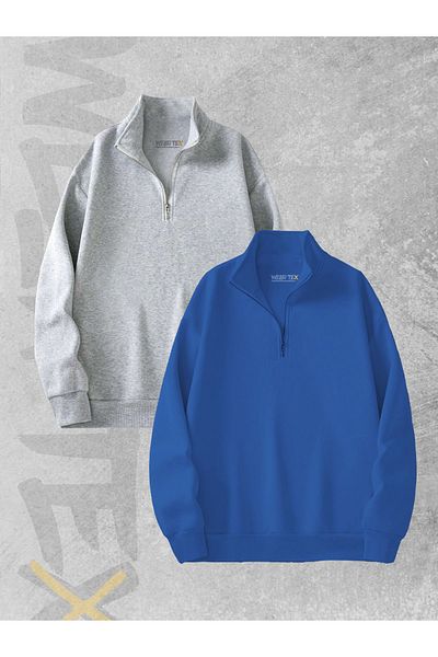 WEARTEX طقم سويت شيرت مكون من قطعتين بنصف سحاب من 3 خيوط