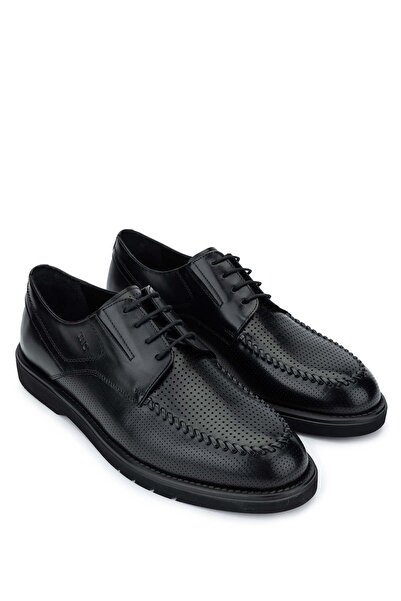 Tamer Tanca Erkek Hakiki Deri Siyah Casual Ayakkabı