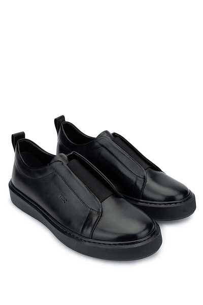 Tamer Tanca Genuine Leather Black Men's Loafer Shoes