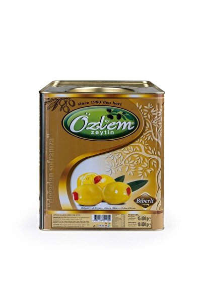 Özlem Zeytin Özlem Biberli 10 Kg Teneke Yeşil Zeytin (201-230 KLB)
