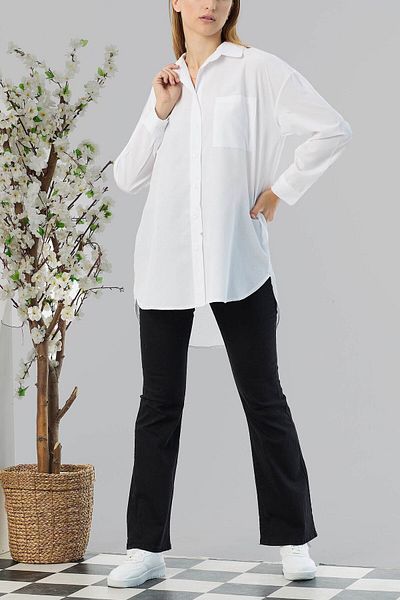 TOFİSA White Plain Medium Women's Tunic - 10810