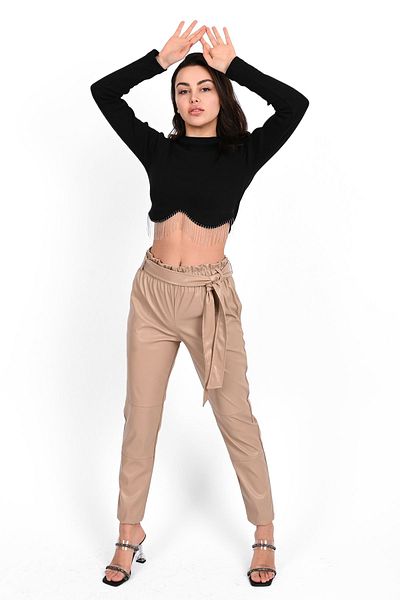 Koza Butik Women's Jogger Leather Pants 6151-23