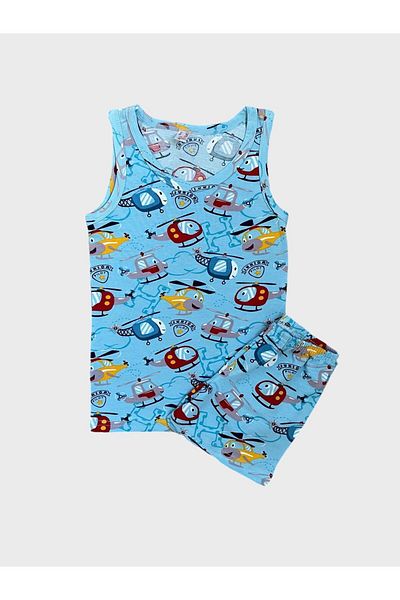 elmas kids Băiat - Set boxer cu model elicopter albastru