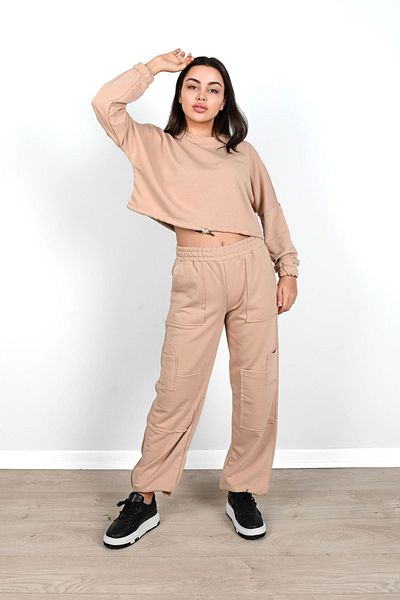 Koza Butik Γυναικείο Σετ Φόρμας Crop με λεπτομέρεια τσέπης 3901-24