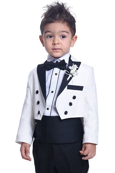 ceocuk White Kids Tuxedo Frock Coat