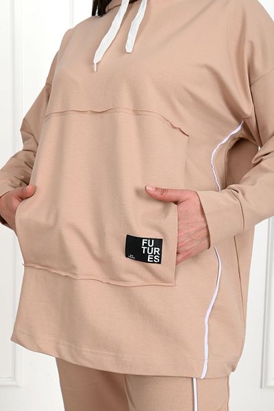 Koza Butik Γυναικείο Σετ Φούτερ με κουκούλα Plus Size 3678-23